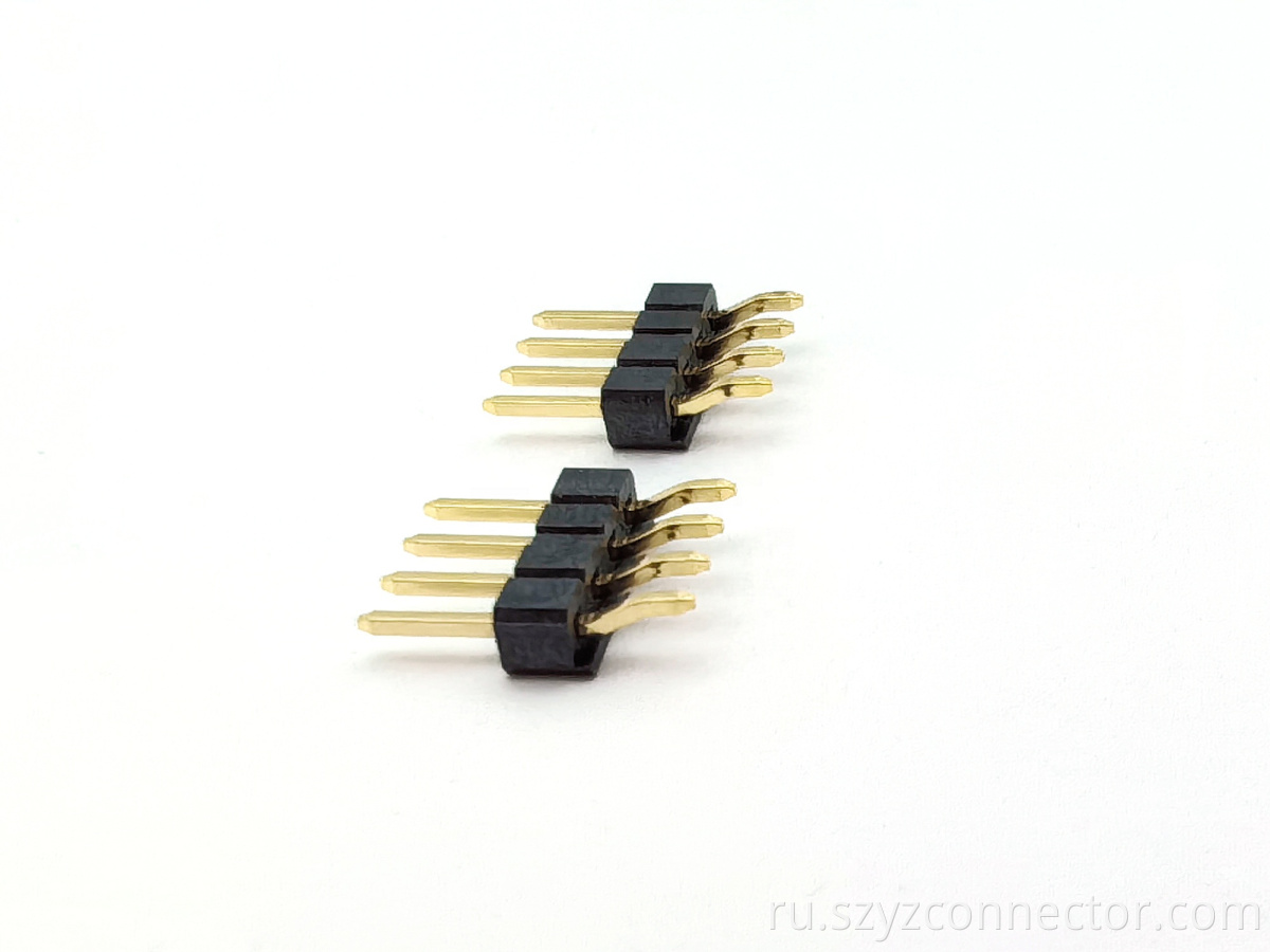 2,54 мм разъемы штифта штифта. 2.54mm Pitch Pin header Connector Single Row Right Angle SMT SQ0.64mm H2.5mm 1*4P
